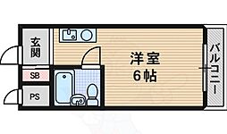 シャトー相川 ワンルームの間取図画像