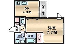 アズールパーク 1DKの間取図画像