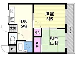 永和ハイツ 2DKの間取図画像