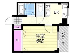 サンメゾン6 1DKの間取図画像