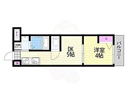 AXIA M-City大阪瑞光 1DKの間取図画像