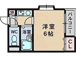 サンモア淡路 1Kの間取図画像