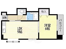 大建ハイツ菅原 1LDKの間取図画像