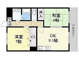 テラート1 2LDKの間取図画像