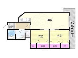 エバーグリーン淀川4号館 2LDKの間取図画像
