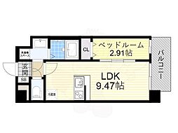 Alivis Shimo-Shinjo SoL TERRAC 1LDKの間取図画像