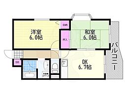 ル・グラン須賀の森 2DKの間取図画像