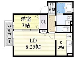 クラインガルテンB 1LDKの間取図画像