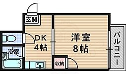 サンロイヤル柴島パート5 1DKの間取図画像