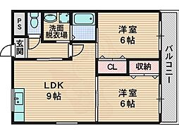 ネオハイツ井上 2LDKの間取図画像