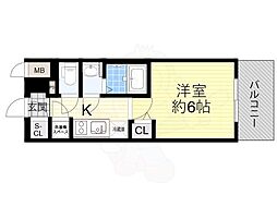 Resiur-HOSAKADayFeel 1Kの間取図画像