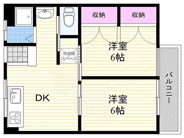 井上マンション ｜大阪府大阪市東淀川区豊里６丁目(賃貸マンション2DK・2階・46.00㎡)の写真 その2