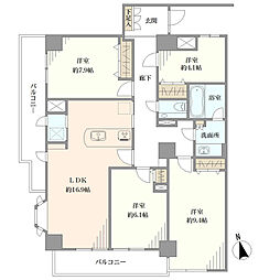ウィン新宿若松町 4LDKの間取図画像