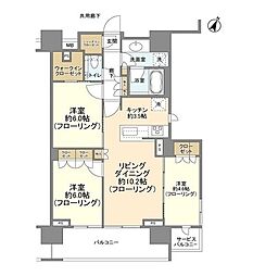 クレヴィア新宿若松町 3LDKの間取図画像