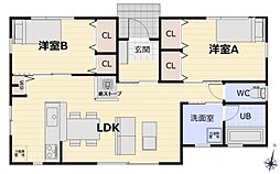 柴田郡柴田町ゆずが丘1丁目平屋住宅 2LDKの間取り