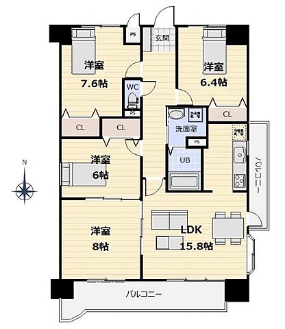 間取り ライオンズマンション中倉 8階/-