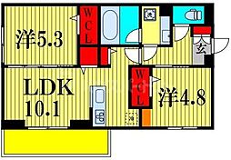つくばエクスプレス 南流山駅 徒歩13分の賃貸アパート 2階2LDKの間取り