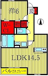 東武野田線 初石駅 徒歩13分の賃貸アパート 1階1LDKの間取り