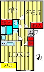 JR常磐線 柏駅 バス15分 大津ヶ丘団地下車 徒歩9分の賃貸アパート 1階2LDKの間取り