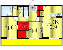 JR常磐線 柏駅 徒歩27分の賃貸アパート 1階2LDKの間取り