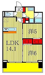 つくばエクスプレス 流山おおたかの森駅 徒歩3分の賃貸マンション 2階2LDKの間取り