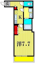 JR常磐線 柏駅 徒歩9分の賃貸アパート 3階1Kの間取り