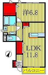 つくばエクスプレス 南流山駅 徒歩11分の賃貸アパート 1階1LDKの間取り