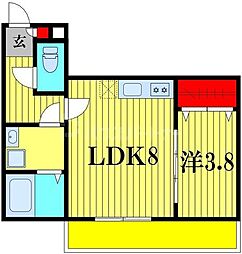 東武野田線 六実駅 徒歩9分の賃貸アパート 2階1LDKの間取り