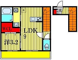 東武野田線 豊四季駅 徒歩4分の賃貸アパート 2階1LDKの間取り