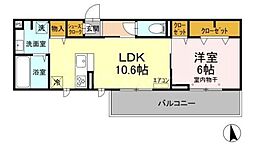 つくばエクスプレス 南流山駅 徒歩6分の賃貸アパート 2階1LDKの間取り