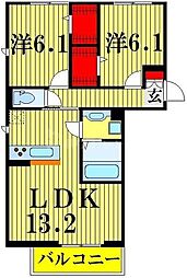 つくばエクスプレス 柏の葉キャンパス駅 徒歩7分の賃貸アパート 3階2LDKの間取り