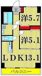 つくばエクスプレス 流山おおたかの森駅 徒歩3分の賃貸マンション 8階2LDKの間取り