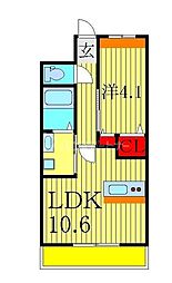 東武野田線 流山おおたかの森駅 徒歩12分の賃貸マンション 2階1LDKの間取り