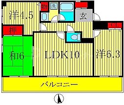 JR常磐線 柏駅 徒歩7分の賃貸マンション 8階3LDKの間取り