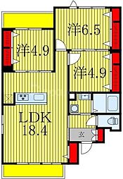 つくばエクスプレス 流山セントラルパーク駅 徒歩16分の賃貸アパート 2階3LDKの間取り
