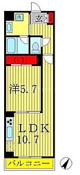 つくばエクスプレス 南流山駅 徒歩7分の賃貸マンション 2階1LDKの間取り