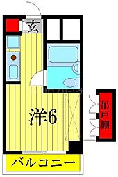 JR常磐線 柏駅 徒歩5分の賃貸マンション 3階ワンルームの間取り