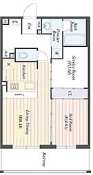 つくばエクスプレス 柏の葉キャンパス駅 徒歩5分の賃貸マンション 4階2LDKの間取り