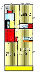 東武野田線 江戸川台駅 徒歩13分の賃貸アパート 2階2LDKの間取り