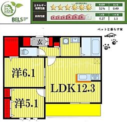 フィカーサ柏の葉 2LDKの間取図画像