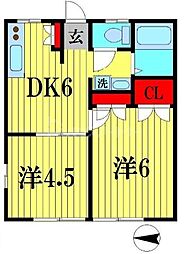 ライトガーツェ 2DKの間取図画像