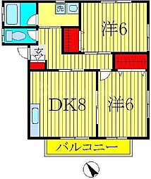 アパート 2DKの間取図画像