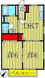 ウェルドミールB 2DKの間取図画像