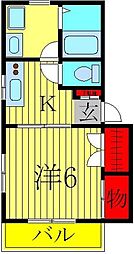 ボーベル柏 1Kの間取図画像