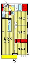 フォルトゥーナ南流山 3LDKの間取図画像