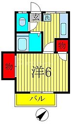 光荘 1Kの間取図画像