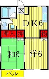 染谷ハイツ 2DKの間取図画像