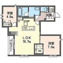 レフィアント 2LDKの間取図画像