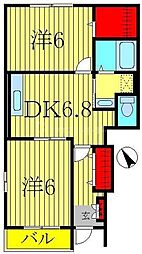 ブローテ大井A 2DKの間取図画像