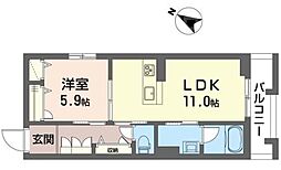 シャーメゾンブルーム 1LDKの間取図画像